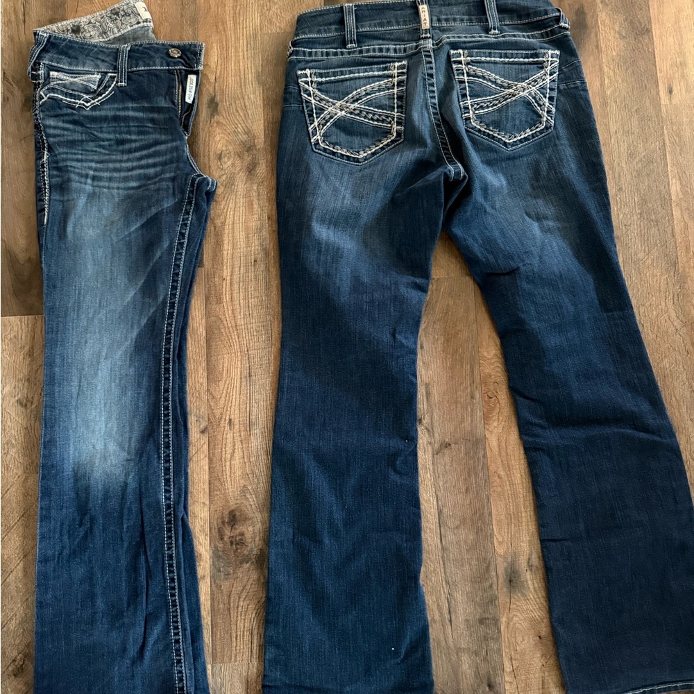 Ariat Blue Boot Cut Jeans with Decorative Stitching